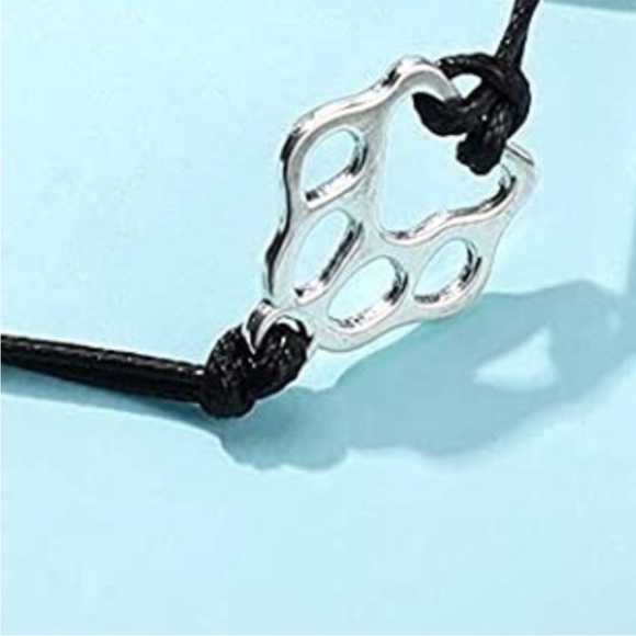 Stainless Steel Paw Print Adjustable Rope Bracelet - Picture 13 of 16